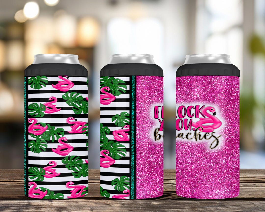 Flamingo Beach Can Holder, Tropical Beach Gifts, Flock You Beaches ...