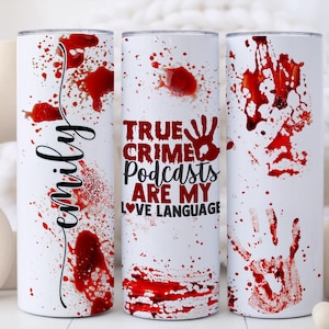 True Crime Gifts, True Crime Tumbler - True Crime Podcast Cup, Bloody Crime Scene Murder Mystery Coffee Tumbler Cup with Straw