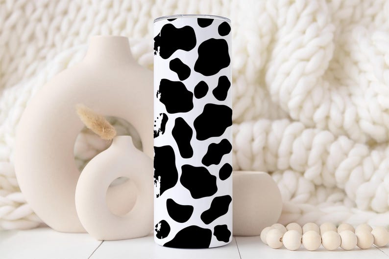 Personalized Black Cow Print Tumbler or Custom Brown Cow Print Cup with Name, Cow Gifts for Women, 20 oz Stainless Steel Tumbler with Straw