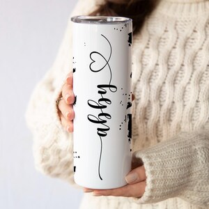 Personalized Black Cow Print Tumbler or Custom Brown Cow Print Cup with Name, Cow Gifts for Women, 20 oz Stainless Steel Tumbler with Straw
