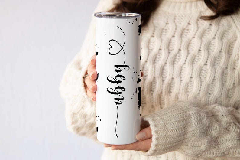 Personalized Black Cow Print Tumbler or Custom Brown Cow Print Cup with Name, Cow Gifts for Women, 20 oz Stainless Steel Tumbler with Straw