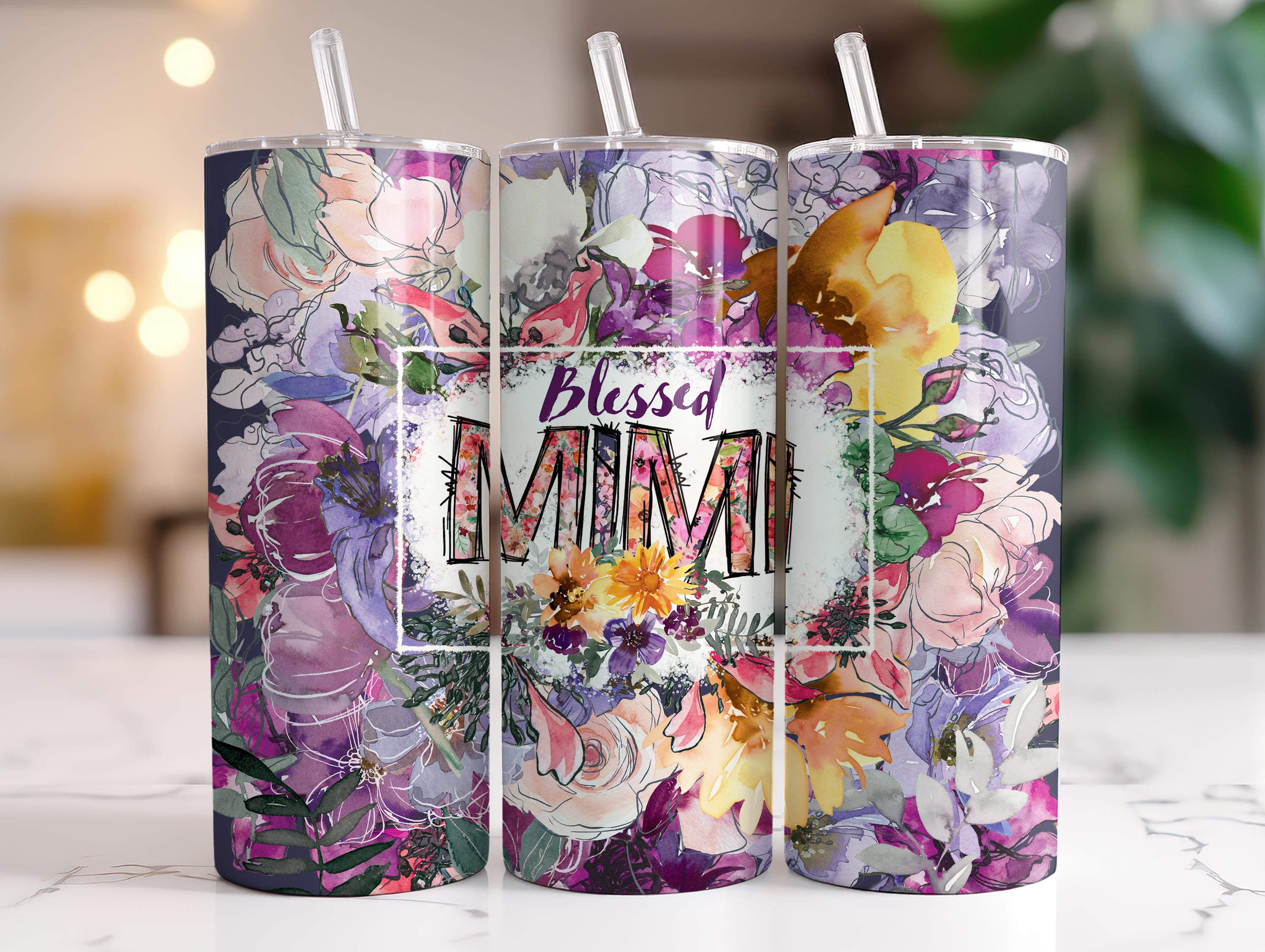 Blessed Mimi Tumbler, Mother's Day Gifts for Mimi, Floral Mimi Cup