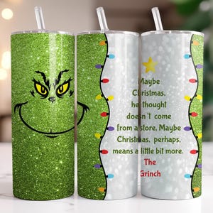 Custom Grinch Tumbler – Personalized Grinch Gifts, Christmas Coffee Cup with Straw, Funny Grinch Mug, Cute Christmas Gift Idea