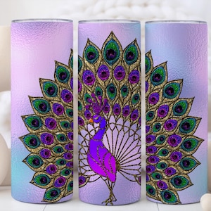 Custom Peacock Tumbler, Personalized Peacock Gifts - Purple Peacock Cup, Peacock Tumbler With Straw, Unique Peacock Lover Gift