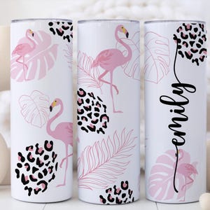 Personalized Flamingo Tumbler With Straw – Custom Flamingo Cup with Name, Summer Gift Idea, Cute Flamingo Travel Mug