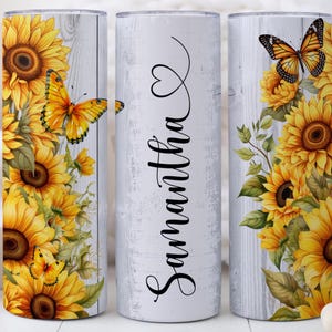 Custom Sunflower Tumbler, Personalized Sunflower Gifts, Personalized Sunflower Cup with Name, Custom Sunflower Tumbler with Straw