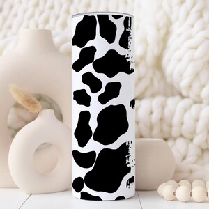 Personalized Black Cow Print Tumbler or Custom Brown Cow Print Cup with Name, Cow Gifts for Women, 20 oz Stainless Steel Tumbler with Straw