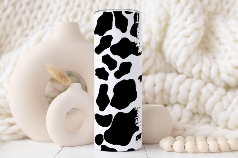Personalized Black Cow Print Tumbler or Custom Brown Cow Print Cup with Name, Cow Gifts for Women, 20 oz Stainless Steel Tumbler with Straw