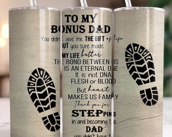 Bonus Dad Tumbler | Bonus Dad Gift from Kids | Father's Day Gift for Bonus Dad | 20 oz Tumbler with Straw