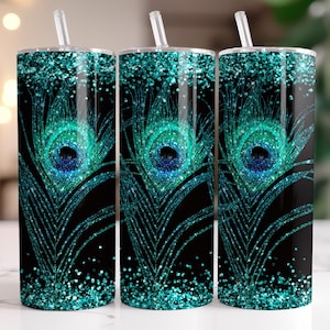 Custom Peacock Tumbler, Personalized Peacock Gifts - Teal Peacock Cup, Peacock Feather Tumbler With Straw, Unique Peacock Lover Gift