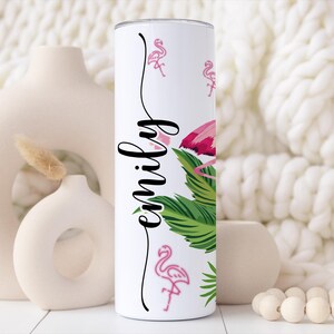Fifty Flocking Fabulous Tumbler – Personalized 50th Birthday Gift for Her, Funny Flamingo 50th Birthday Cup, 50 and Fabulous Custom Tumbler