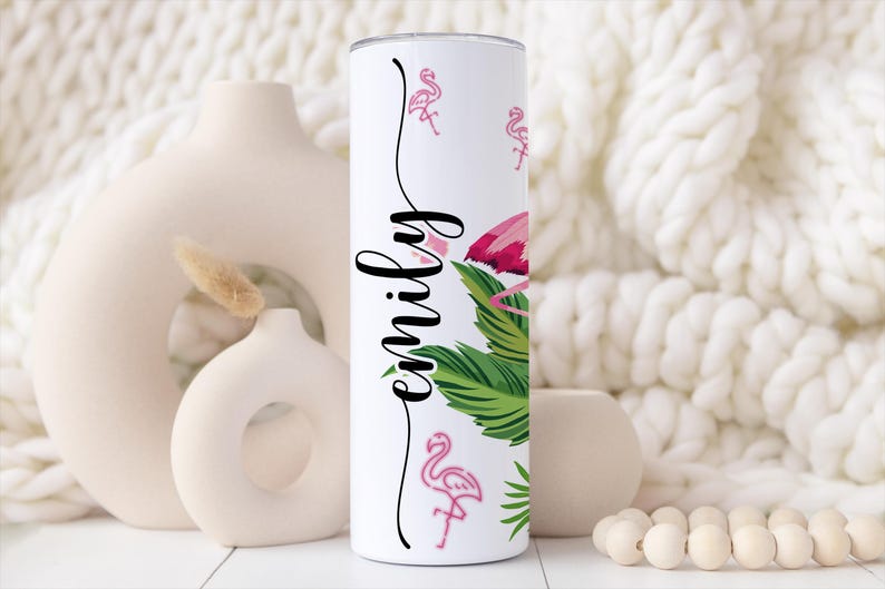 Fifty Flocking Fabulous Tumbler – Personalized 50th Birthday Gift for Her, Funny Flamingo 50th Birthday Cup, 50 and Fabulous Custom Tumbler