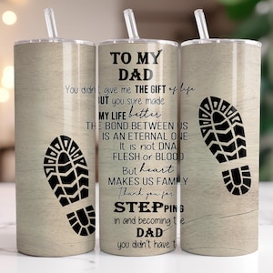 Step Dad Tumbler with Straw - Fathers Day Gift for Step Dads, Thank You for Stepping In Step Dad Cup, Cute Fathers Day Gift for Stepdads