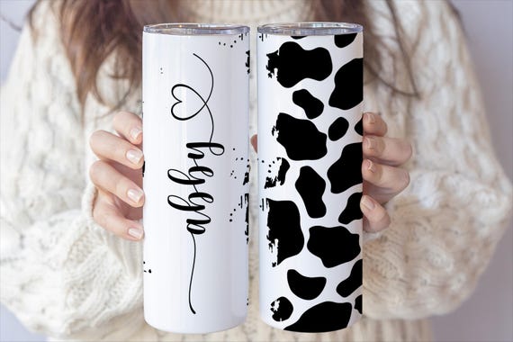 Personalized Cow Print Tumbler | Custom Cow Print Cup | Cute Cow Gifts for Women | 20 oz Tumbler with Straw