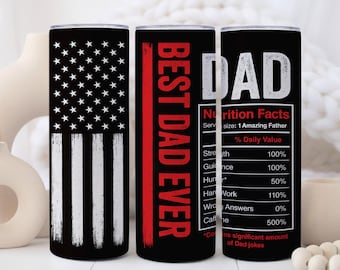 Best Dad Ever Tumbler | Father’s Day Gift for Dad | American Flag Dad Cup | 20 oz American Dad Tumbler with Straw