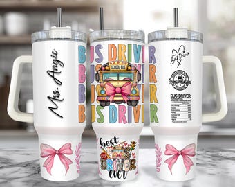 School Bus Driver 40 oz Tumbler With Handle, Personalized Bus Driver Gift