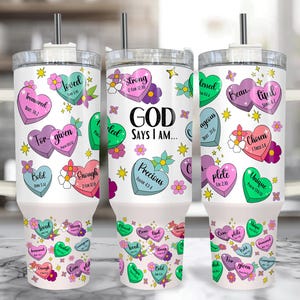 Christian 40 oz Tumbler With Handle, Inspirational Christian Gifts, Bible Verse Christian Cup with Handle, Large Insulated Travel Mug