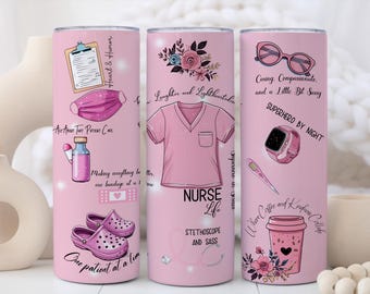 Rosa Krankenschwester-Becher - personalisiertes Krankenschwester-Anerkennungsgeschenk, kundenspezifischer Kaffeebecher für die Krankenschwester-Woche, Geschenk für Sie