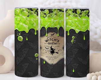 Witches Brew Halloween Tumbler | Spooky Witch Coffee Cup | 20 oz Halloween Tumbler with Straw | Witchy Gifts For Her