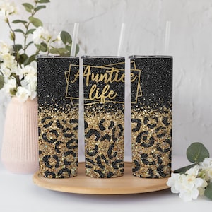 Black Leopard Aunt Tumbler - Perfect Aunt Gift