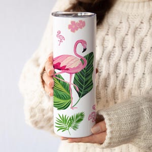 Fifty Flocking Fabulous Tumbler – Personalized 50th Birthday Gift for Her, Funny Flamingo 50th Birthday Cup, 50 and Fabulous Custom Tumbler