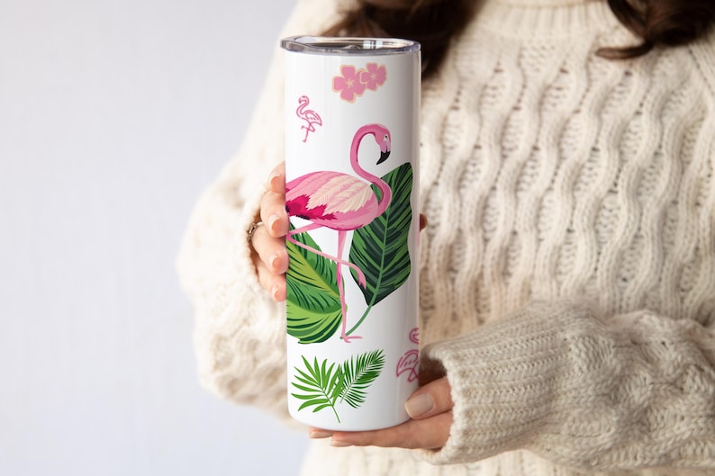 Fifty Flocking Fabulous Tumbler – Personalized 50th Birthday Gift for Her, Funny Flamingo 50th Birthday Cup, 50 and Fabulous Custom Tumbler