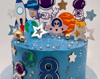 Galaxy CakeTopper - Astronaut Cake topper - Space cake topper - Moon - Space - Astronaut - SpaceThemed Party - Rocket Birthday Party