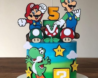 Super Mario Cake Topper, Mario Cake Topper, Super Mario Birthday Party,Super Mario Bros