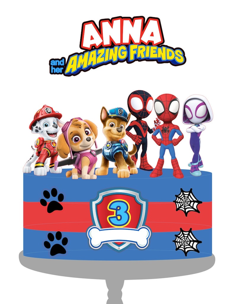 Spidey Paw Patrol Cake Topper / Paw Patrol Cake Topper / Etsy