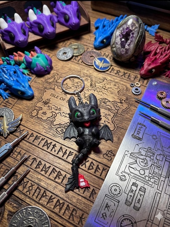 Articulated Dragon Keychain - 3D Printed Fidget Toy - 4 inch Mythical Bag Charm - Handcrafted Dragon Gift