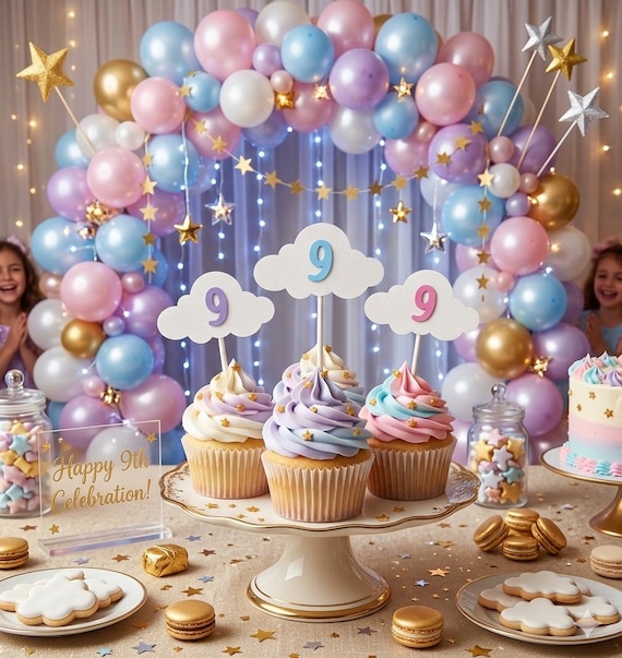 Cloud Nine cupcake toppers - Baby Shower - Birthday party