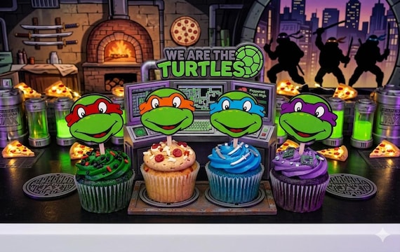 Ninja Turtles cupcake topper - Inspired Ninja Turtles - Ninja Turtles