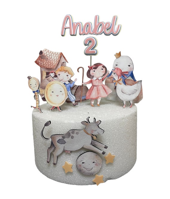 The cow that jumped over the moon cake topper, nursery rhyme cake topper, nursery cake topper, first birthday cake topper