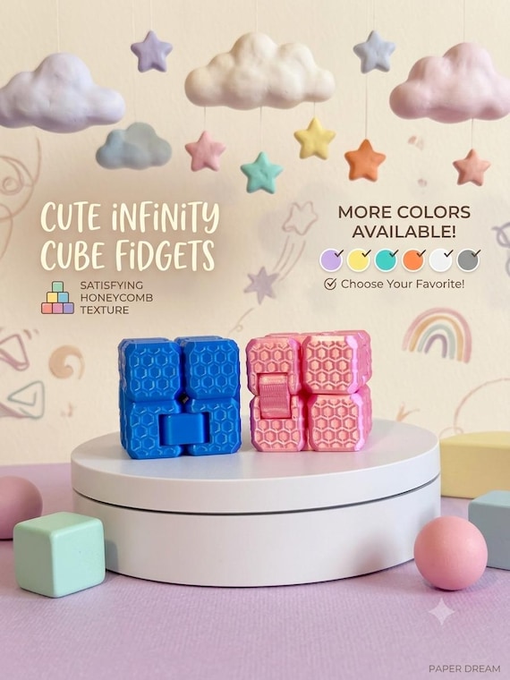 Cute Infinity Cube Fidget Toy, 3D Printed Desk Toy for Stress Relief & Focus, Honeycomb Texture Cube, Autism ADHD Calming Toy