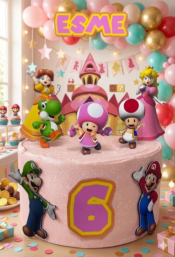 Princess Peach and Daisy cake topper - Super Mario princess Peach - Castle - Daisy - Inspired Super Mario