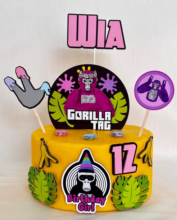Gorilla Tag cake topper - Pink Gorilla Tag - Inspired Gorilla Tag - cake topper