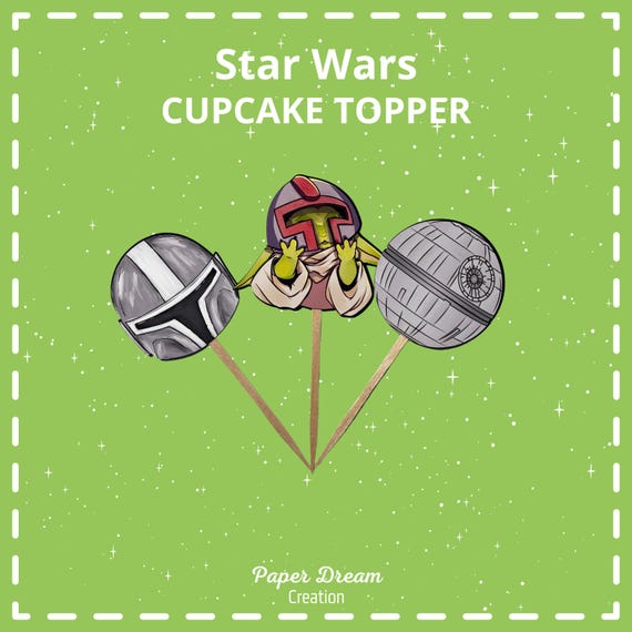 Inspired Star Wars - Mandalorian - Gogru - Star Wars cupcake toppers - BB8