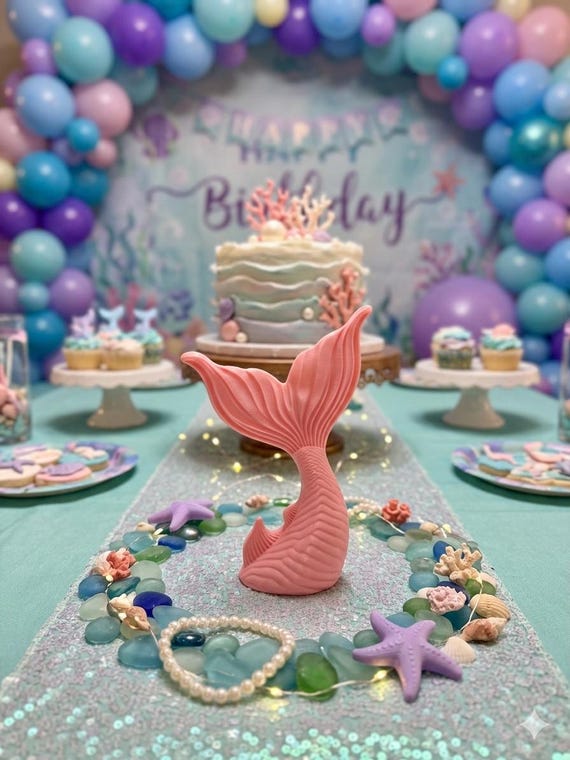 Mermaid Tail Centerpiece - Set of 3 Mermaid Tails - Under the Sea Cake Topper - Mermaid Birthday Party Decor