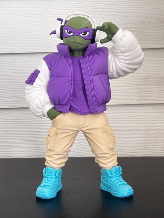 Urban Turtle Warrior Figures -Street Style Martial Arts Collectibles -3D Printed Artisan Statues -Modern Ninja Art-Streetwear Inspired Decor