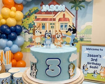 Bluey cake topper - Inspired Bluey - Bluey Birthday Party - Bluey Bingo - Bluey Decor - Bluey Cake topper