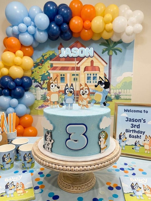 Bluey cake topper - Inspired Bluey - Bluey Birthday Party - Bluey Bingo - Bluey Decor - Bluey Cake topper