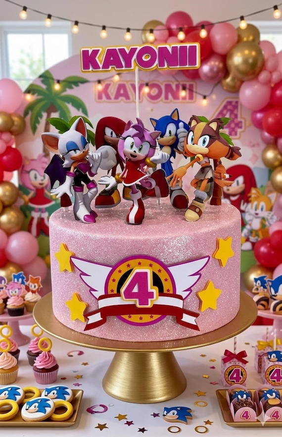 Girl Sonic birhtday party / Sonic the hedgehog cake topper/ sonic party decorations/ Sonic for girls -Inspired Sonic