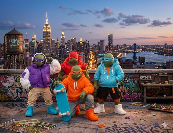 Urban Turtle Warrior Figures -Street Style Martial Arts Collectibles -3D Printed Artisan Statues -Modern Ninja Art-Streetwear Inspired Decor