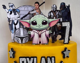 Inspired Star Wars cake topper - Madalorian - BB8 - Grogu