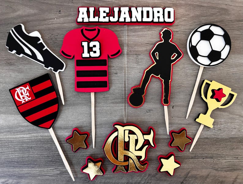Flamengo cake topper - Inspired Flamengo - Flamengo soccer - Soccer cake topper Bild 3