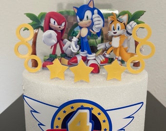 SONIC THE HEDGEHOG CAKE TOPPER PERSONALIZED with NAME and AGE ONLY