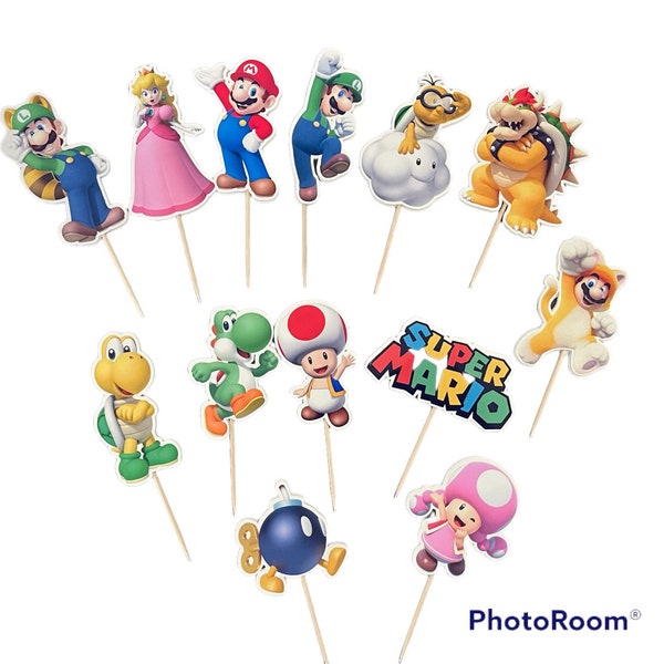 Super Mario Bros Cupcake topper/ Super Mario cupcake topper/ Super Mario Cupcake / Super Mario birthday party / Super Mario decor