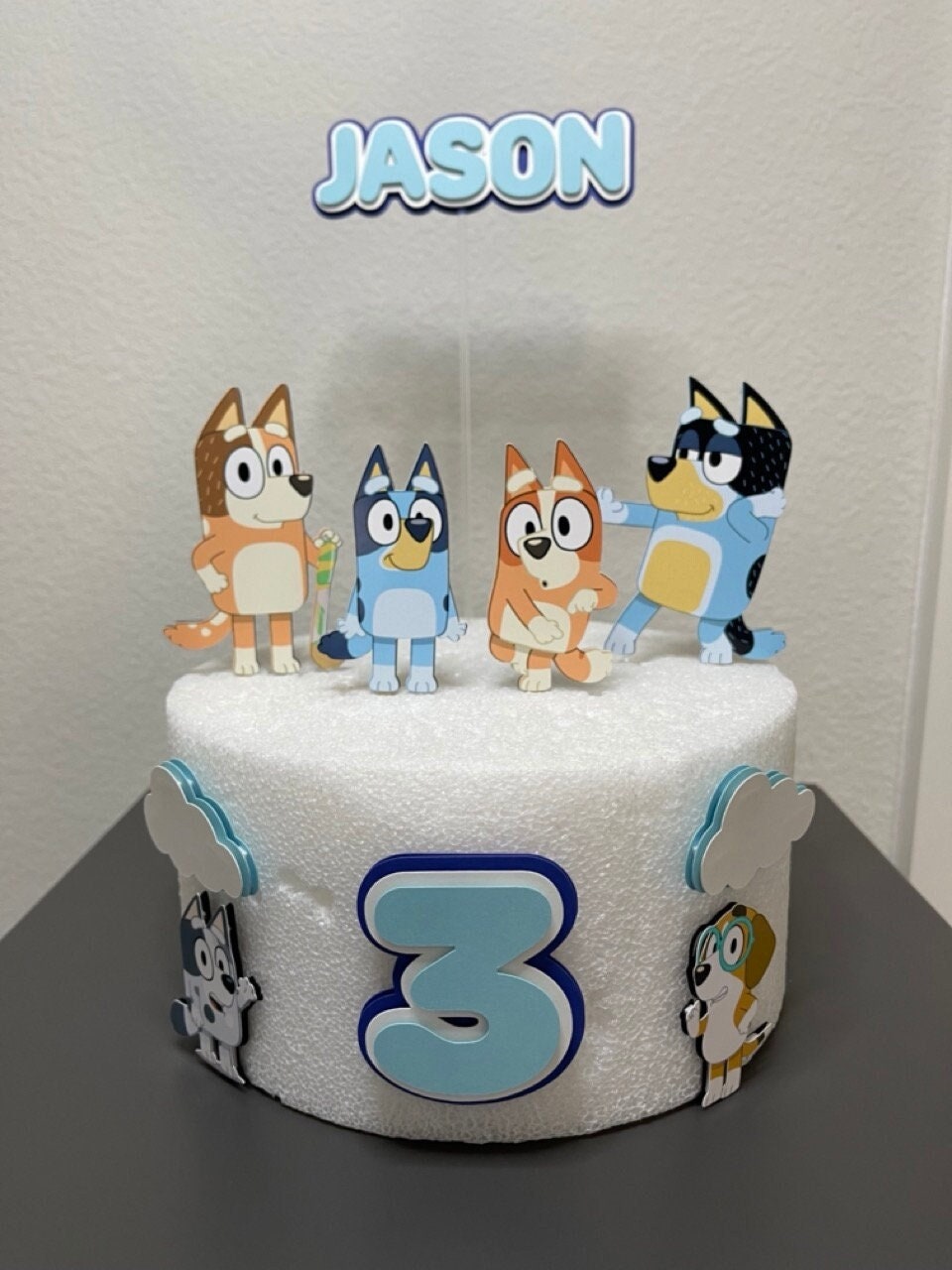 Bluey Inspired Cake Topper Joyeux anniversaire Décorations de gâteaux Bluey  et Bingo Blue Dog Themed for Kids Boy Girl Bday Party Supplies