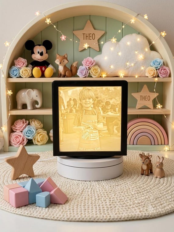 Custom Photo Lithophane Lamp - Personalized 3D Printed Night Light - Unique Wedding, Anniversary & Memorial Gift for Her or Him