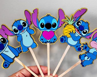Stitch Cupcake Toppers - Inspired Sticth - Lilo - Cupcake toppers - Disney - Angel - Lilo Birthday Party